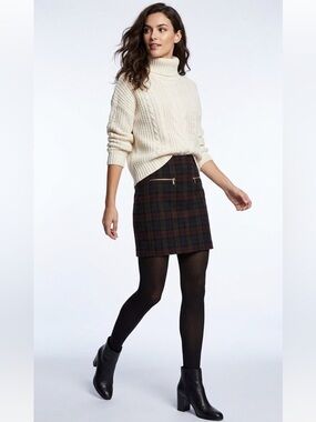 3/$30 Dynamite Plaid Mini Skirt With Gold Zippers Size Extra Small